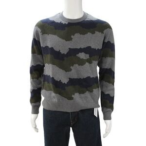 J Brand Mens Dark Blue Camouflage Pullover Cotton Cashmere Size S